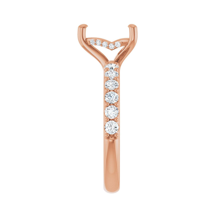 14K Rose Gold 8x 8 mm Heart 5/8 CTW Lab-Grown Diamond Semi-Set Engagement Ring