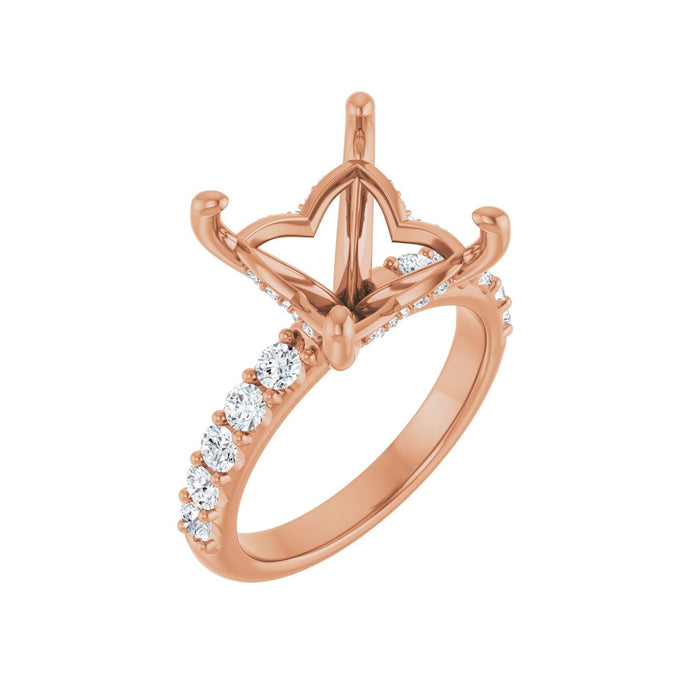 14K Rose Gold 9x 9 mm Square 5/8 CTW Lab-Grown Diamond Semi-Set Engagement Ring
