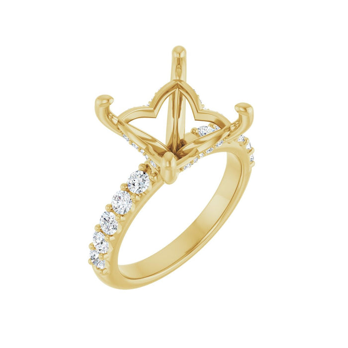 14K Yellow Gold 9x 9 mm Square 5/8 CTW Lab-Grown Diamond Semi-Set Engagement Ring