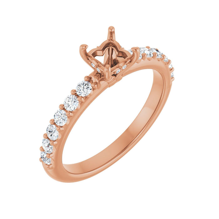 14K Rose Gold 4x 4 mm Square 3/8 CTW Lab-Grown Diamond Semi-Set Engagement Ring