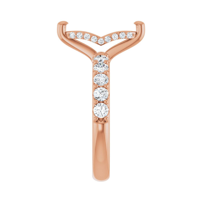 14K Rose Gold 12x 6 mm Marquise 3/4 CTW Lab-Grown Diamond Semi-Set Engagement Ring