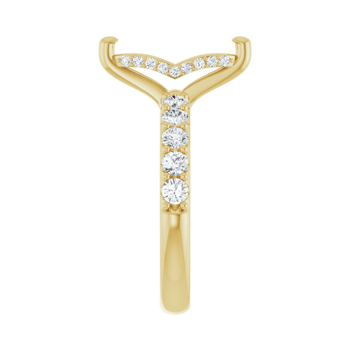 14K Yellow Gold 12x 6 mm Marquise 3/4 CTW Lab-Grown Diamond Semi-Set Engagement Ring