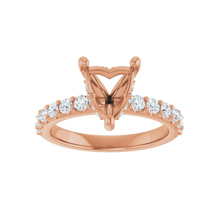 14K Rose Gold 8x 8 mm Heart 5/8 CTW Lab-Grown Diamond Semi-Set Engagement Ring