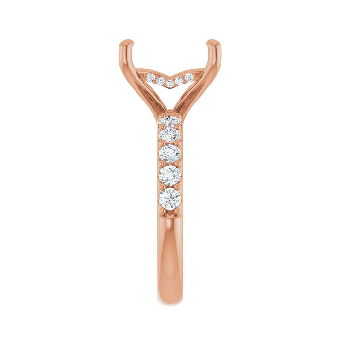 14K Rose Gold 9x 9 mm Square 5/8 CTW Lab-Grown Diamond Semi-Set Engagement Ring