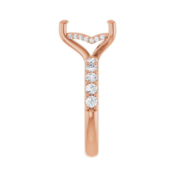 14K Rose Gold 10x 10 mm Heart 3/4 CTW Lab-Grown Diamond Semi-Set Engagement Ring
