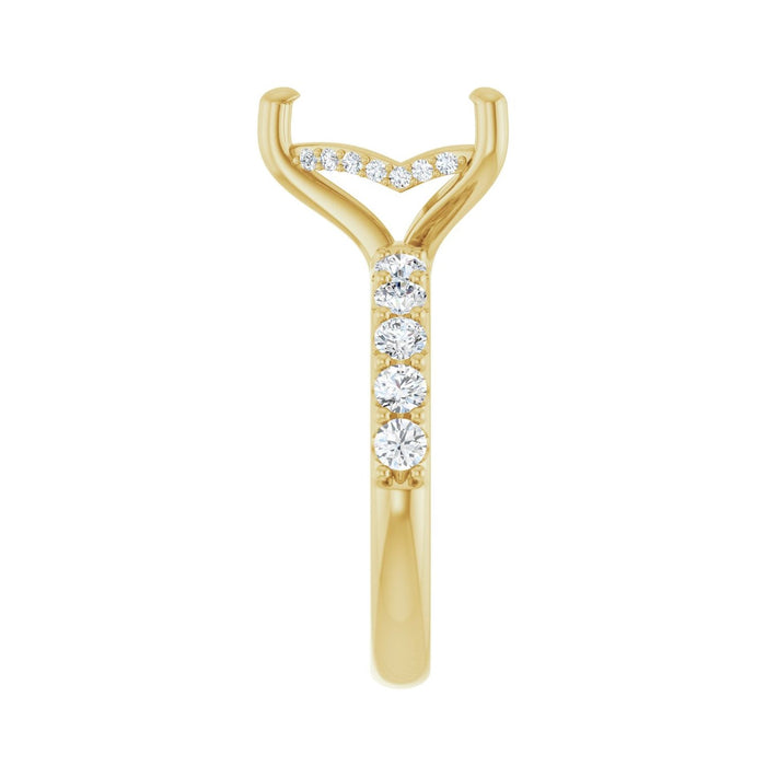 14K Yellow Gold 10x 10 mm Heart 3/4 CTW Lab-Grown Diamond Semi-Set Engagement Ring