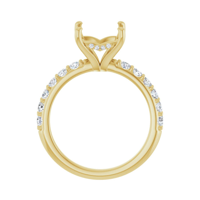 14K Yellow Gold 7x 7 mm Square 1/2 CTW Lab-Grown Diamond Semi-Set Engagement Ring
