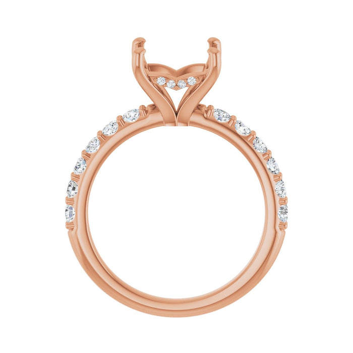 14K Rose Gold 7x 7 mm Square 1/2 CTW Lab-Grown Diamond Semi-Set Engagement Ring