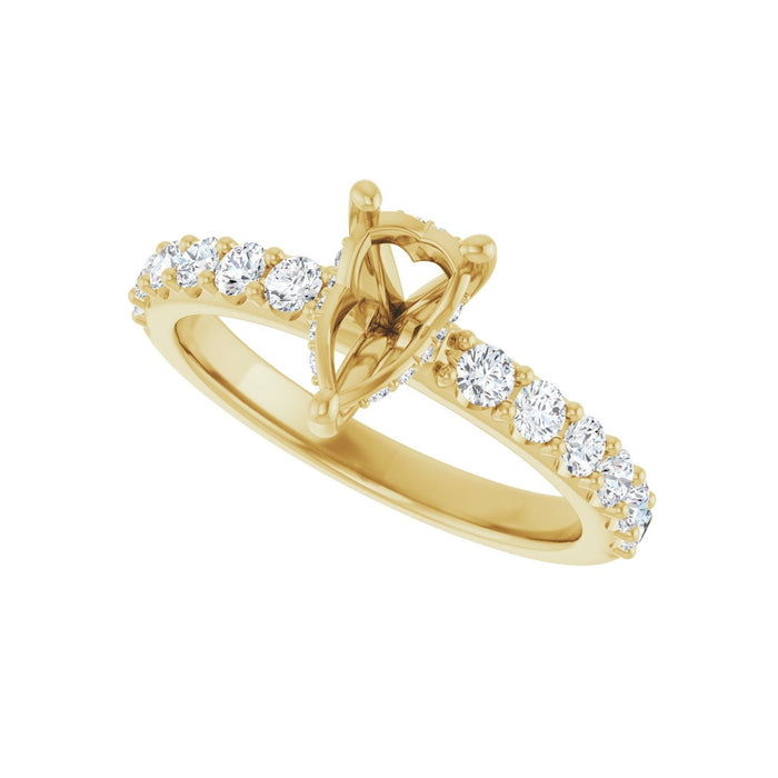 14K Yellow Gold 8x 5 mm Pear 1/2 CTW Lab-Grown Diamond Semi-Set Engagement Ring