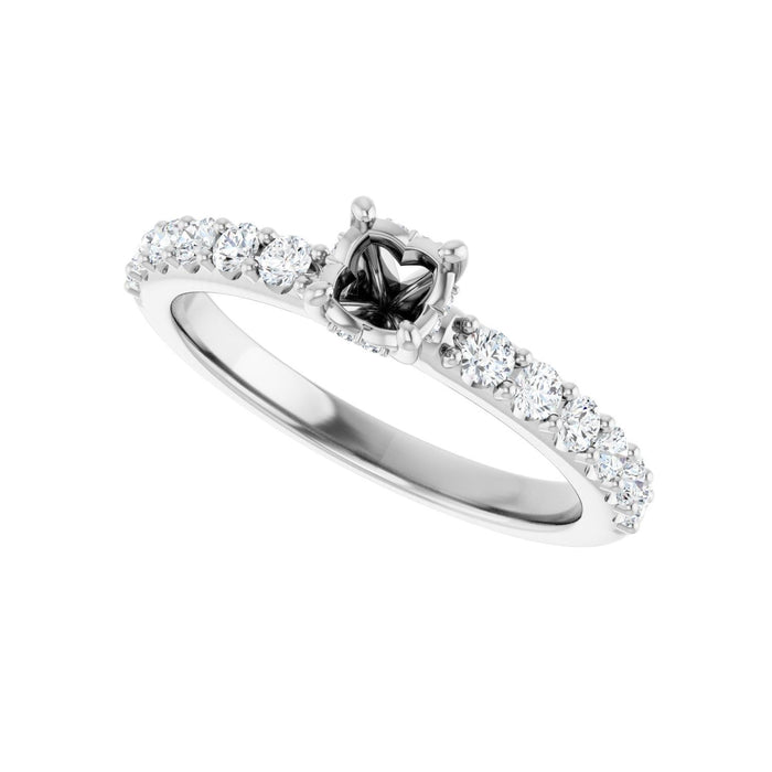 14K White Gold 4.4 mm Round 3/8 CTW Lab-Grown Diamond Semi-Set Engagement Ring