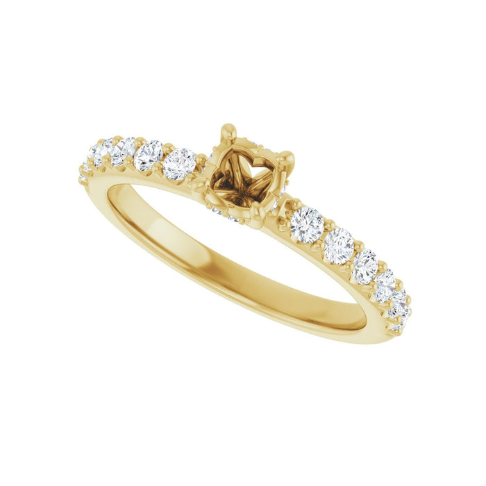 14K Yellow Gold 4.4 mm Round 3/8 CTW Lab-Grown Diamond Semi-Set Engagement Ring