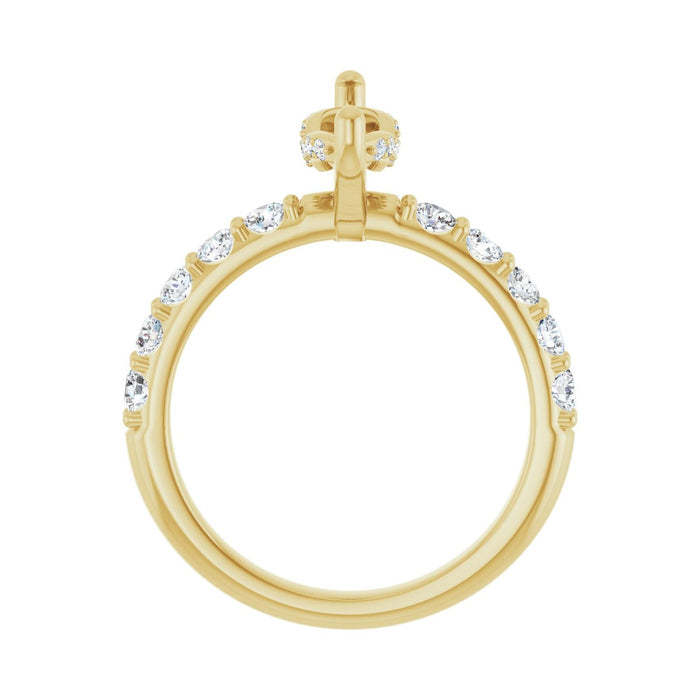 14K Yellow Gold 12x 6 mm Marquise 3/4 CTW Lab-Grown Diamond Semi-Set Engagement Ring