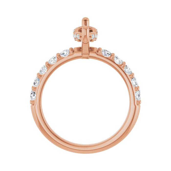 14K Rose Gold 12x 6 mm Marquise 3/4 CTW Lab-Grown Diamond Semi-Set Engagement Ring