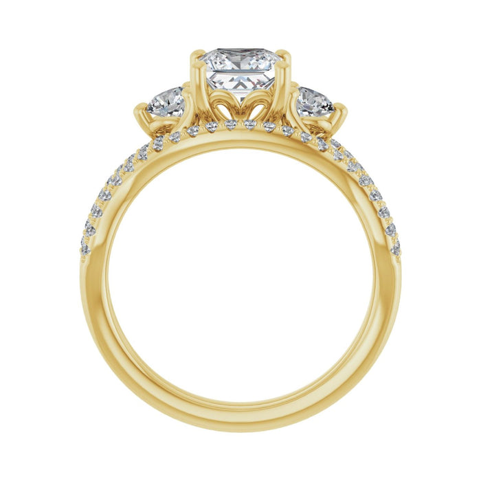 14K Yellow Gold 5.5x5.5 mm Square 3/8 CTW Lab-Grown Diamond Semi-Set Engagement Ring