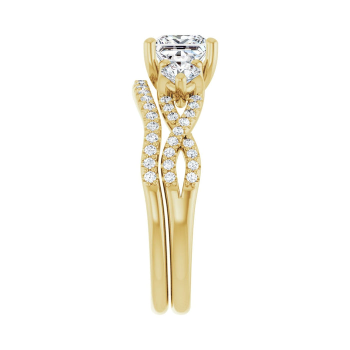 14K Yellow Gold 5.5x5.5 mm Square 3/8 CTW Lab-Grown Diamond Semi-Set Engagement Ring