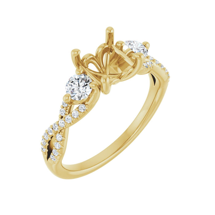 14K Yellow Gold 5.5x5.5 mm Square 3/8 CTW Lab-Grown Diamond Semi-Set Engagement Ring