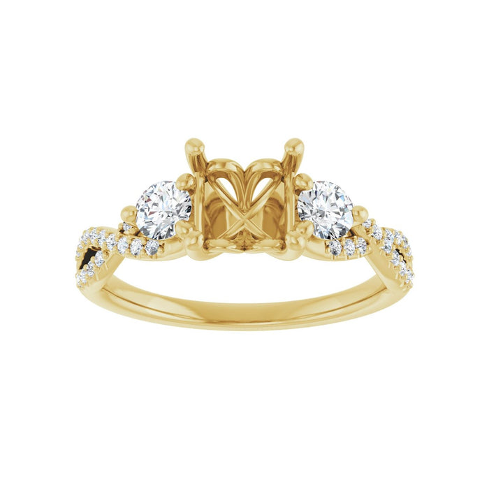 14K Yellow Gold 5.5x5.5 mm Square 3/8 CTW Lab-Grown Diamond Semi-Set Engagement Ring