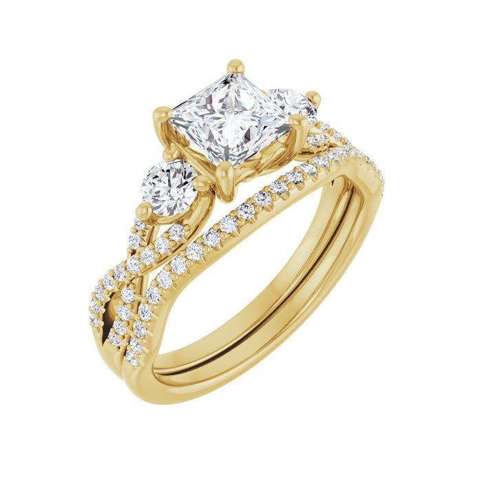 14K Yellow Gold 5.5x5.5 mm Square 3/8 CTW Lab-Grown Diamond Semi-Set Engagement Ring