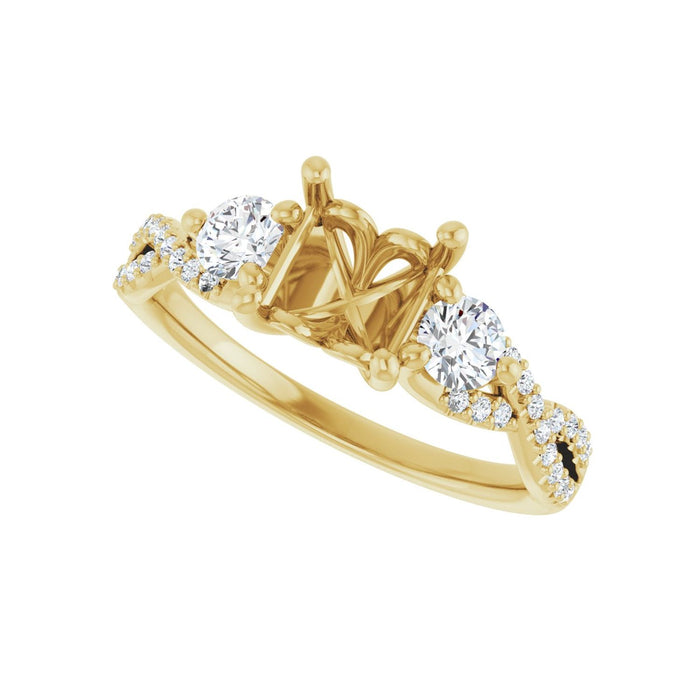 14K Yellow Gold 5.5x5.5 mm Square 3/8 CTW Lab-Grown Diamond Semi-Set Engagement Ring
