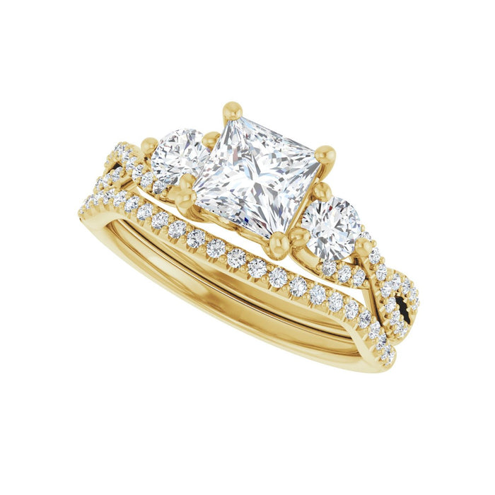 14K Yellow Gold 5.5x5.5 mm Square 3/8 CTW Lab-Grown Diamond Semi-Set Engagement Ring