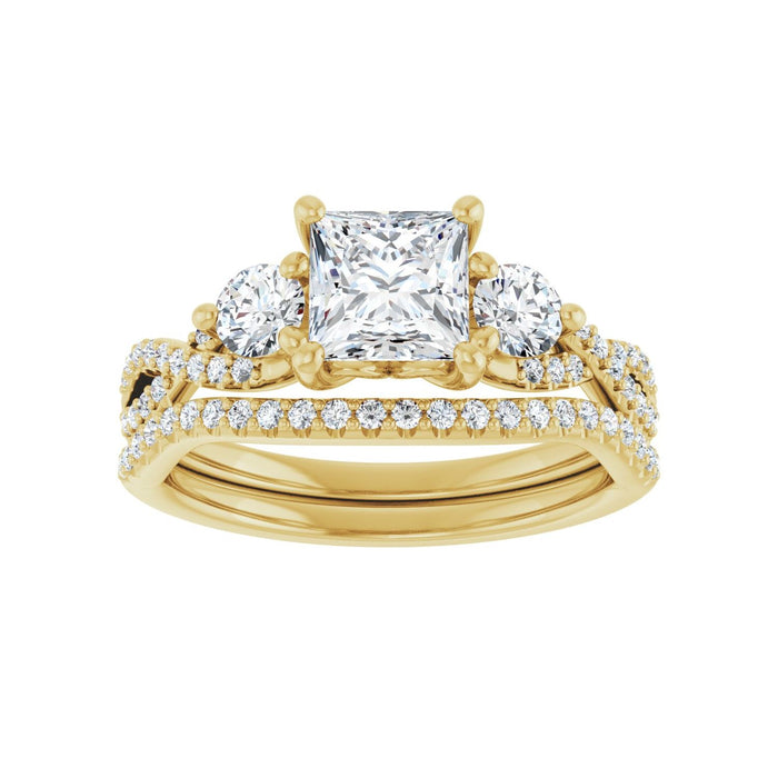 14K Yellow Gold 5.5x5.5 mm Square 3/8 CTW Lab-Grown Diamond Semi-Set Engagement Ring