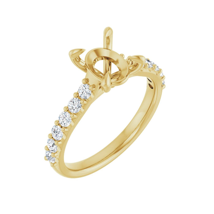 14K Yellow Gold 9x7 mm Oval 3/8 CTW Lab-Grown Diamond Semi-Set Engagement Ring