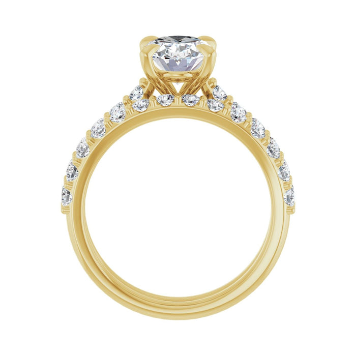 14K Yellow Gold 9x7 mm Oval 3/8 CTW Lab-Grown Diamond Semi-Set Engagement Ring