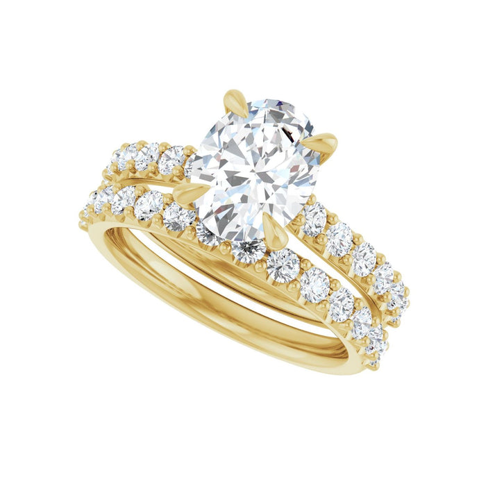 14K Yellow Gold 9x7 mm Oval 3/8 CTW Lab-Grown Diamond Semi-Set Engagement Ring