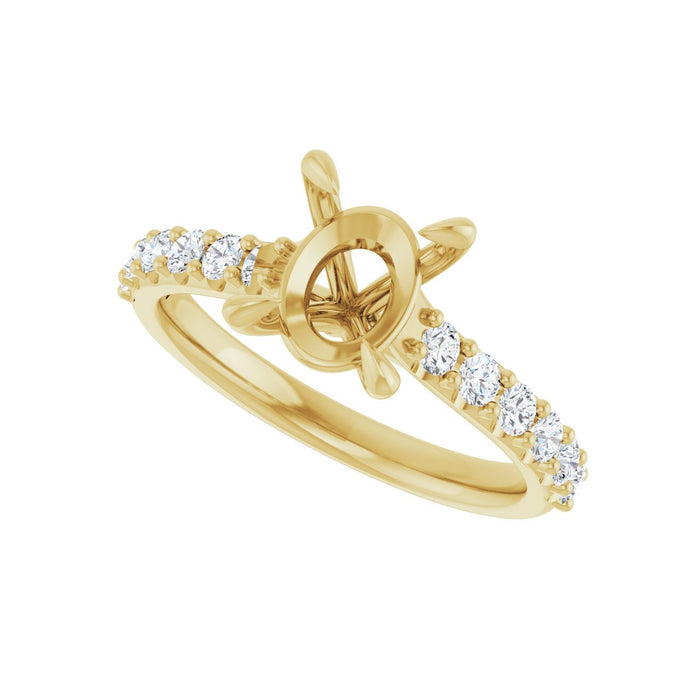 14K Yellow Gold 9x7 mm Oval 3/8 CTW Lab-Grown Diamond Semi-Set Engagement Ring