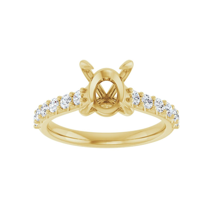 14K Yellow Gold 9x7 mm Oval 3/8 CTW Lab-Grown Diamond Semi-Set Engagement Ring