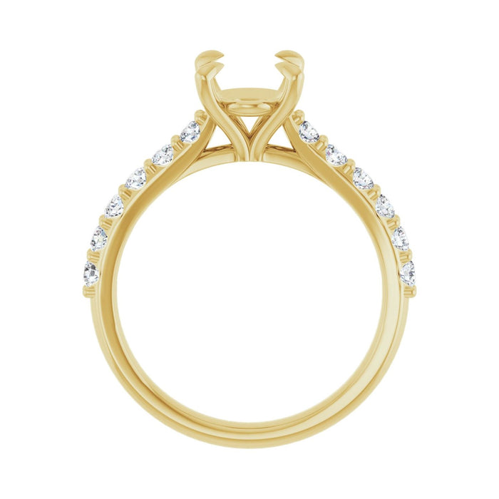 14K Yellow Gold 9x7 mm Oval 3/8 CTW Lab-Grown Diamond Semi-Set Engagement Ring