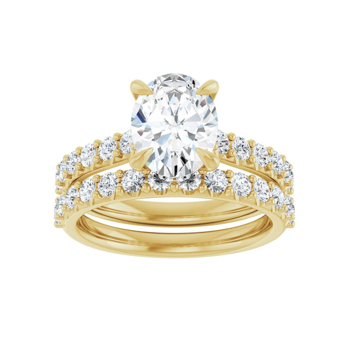 14K Yellow Gold 9x7 mm Oval 3/8 CTW Lab-Grown Diamond Semi-Set Engagement Ring