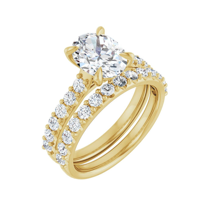 14K Yellow Gold 9x7 mm Oval 3/8 CTW Lab-Grown Diamond Semi-Set Engagement Ring
