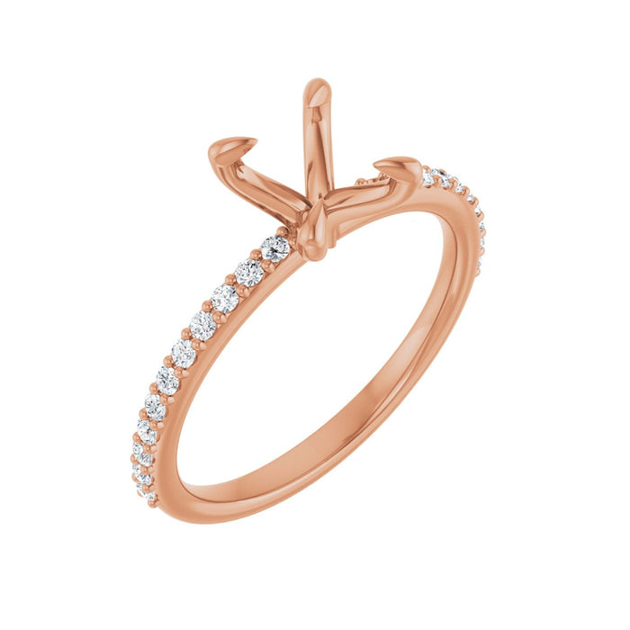 14K Rose Gold 8x6 mm Oval 1/5 CTW Lab-Grown Diamond Semi-Set Engagement Ring
