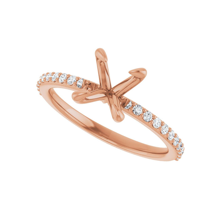 14K Rose Gold 8x6 mm Oval 1/5 CTW Lab-Grown Diamond Semi-Set Engagement Ring
