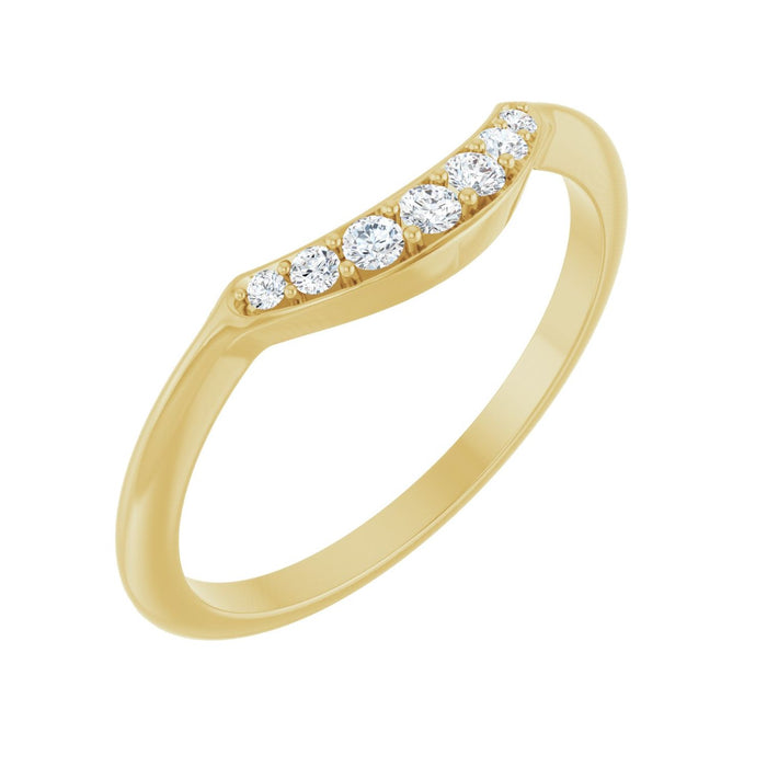 14K Yellow Gold 1/8 CTW Lab Grown Diamond Contour Band