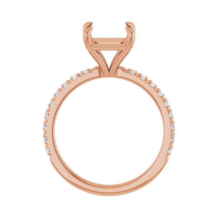 14K Rose Gold 8x8 mm Asscher 1/3 CTW Lab-Grown Diamond Semi-Set Engagement Ring