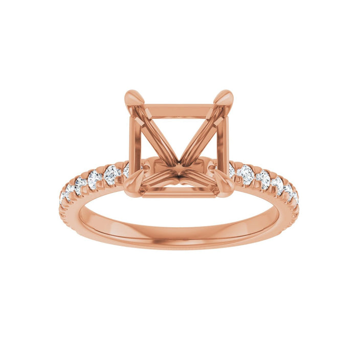 14K Rose Gold 8x8 mm Asscher 1/3 CTW Lab-Grown Diamond Semi-Set Engagement Ring