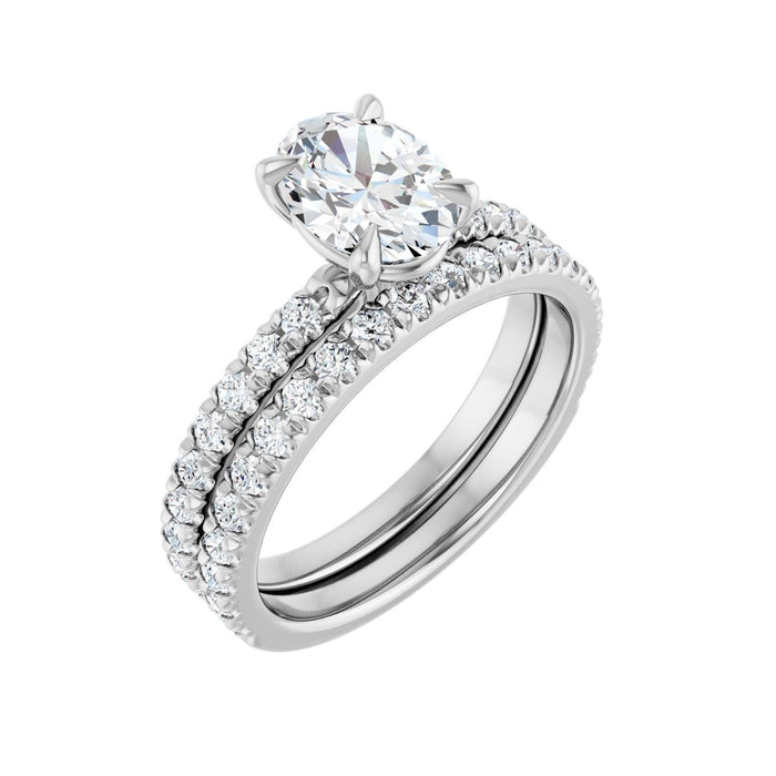 Platinum 8x6 mm Oval 1/3 CTW Lab-Grown Diamond Semi-Set French-Set Engagement Ring