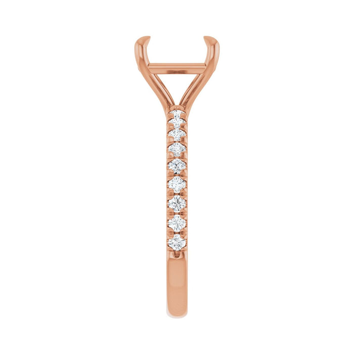 14K Rose Gold 8x8 mm Asscher 1/3 CTW Lab-Grown Diamond Semi-Set Engagement Ring