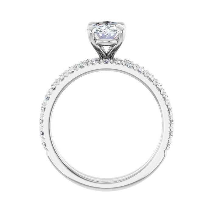 Platinum 8x6 mm Oval 1/3 CTW Lab-Grown Diamond Semi-Set French-Set Engagement Ring