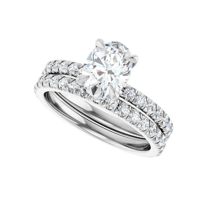 Platinum 8x6 mm Oval 1/3 CTW Lab-Grown Diamond Semi-Set French-Set Engagement Ring