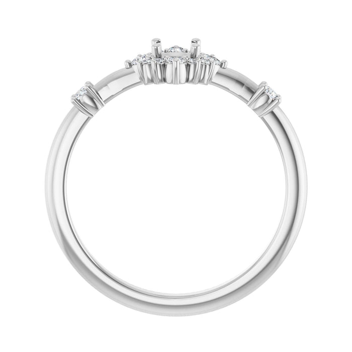 Sterling Silver 4 mm Round 1/6 CTW Lab-Grown Diamond Semi-Set Halo-Style Ring