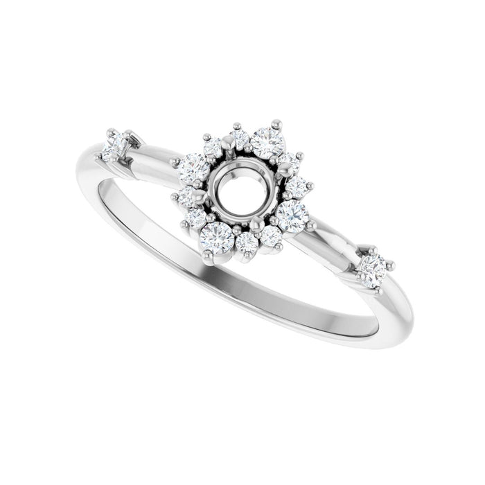 Sterling Silver 4 mm Round 1/6 CTW Lab-Grown Diamond Semi-Set Halo-Style Ring