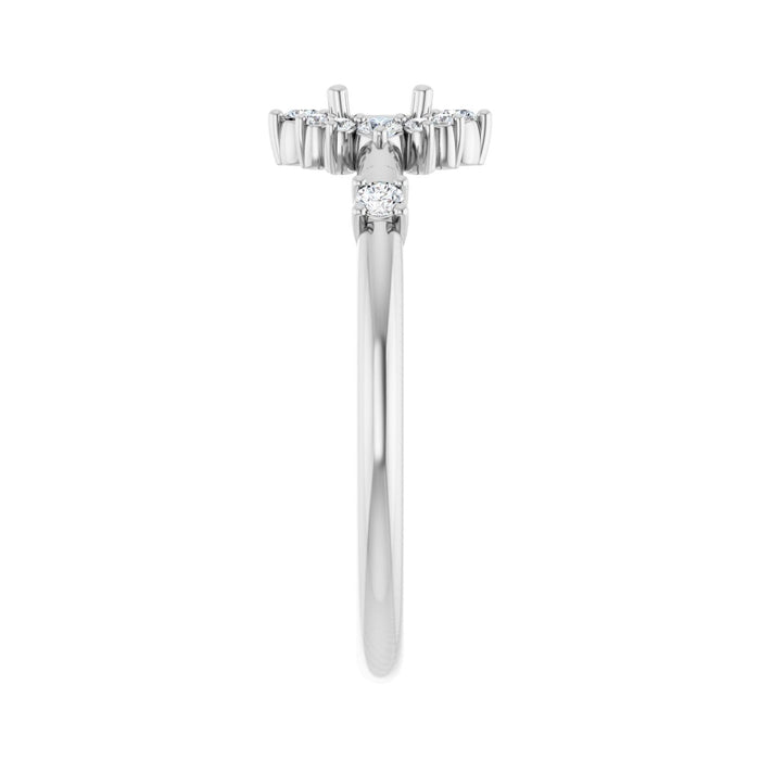 Sterling Silver 4 mm Round 1/6 CTW Lab-Grown Diamond Semi-Set Halo-Style Ring