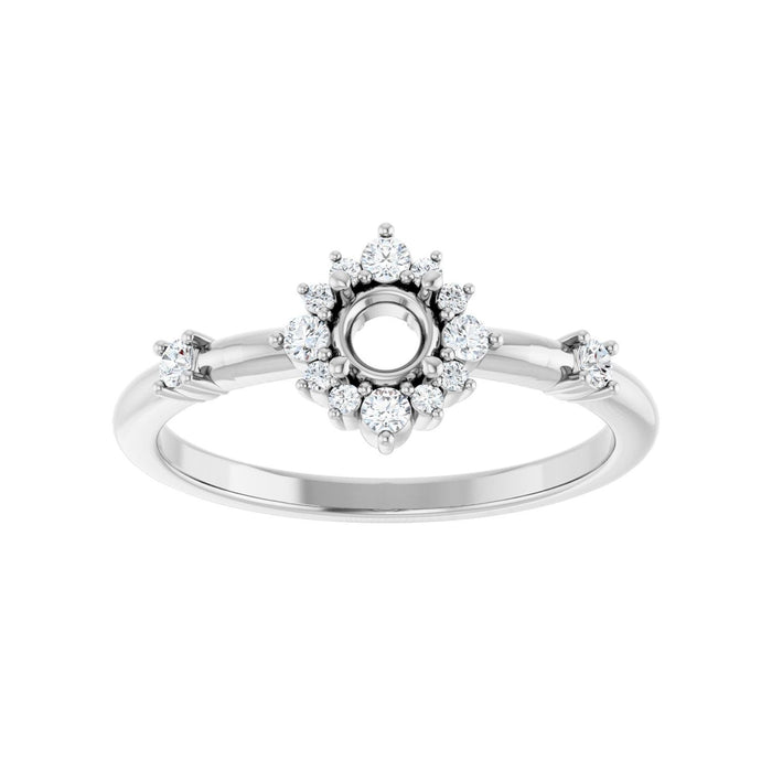 Sterling Silver 4 mm Round 1/6 CTW Lab-Grown Diamond Semi-Set Halo-Style Ring