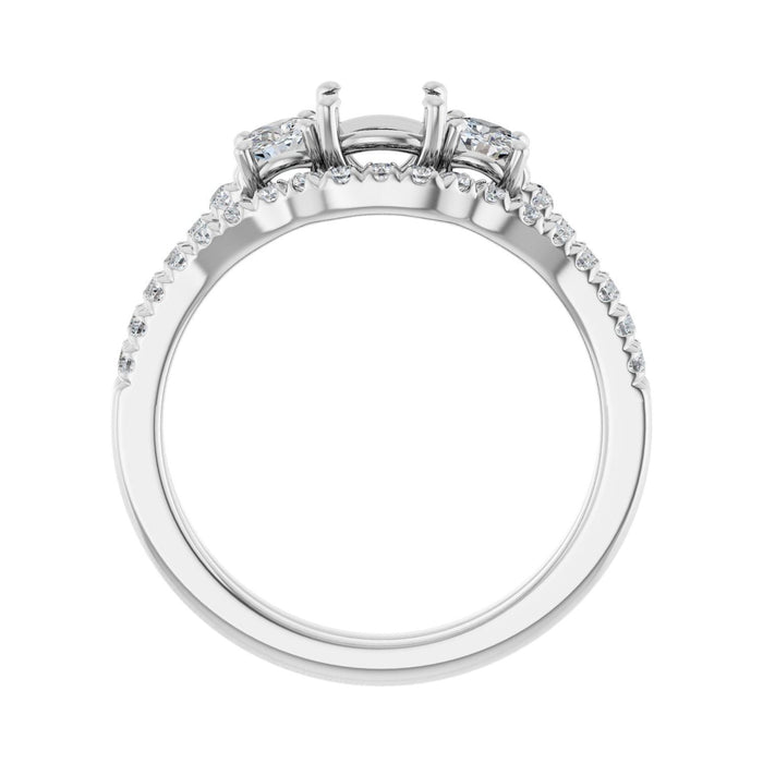 14K White Gold 5x5 mm Cushion 3/8 CTW Lab-Grown Diamond Semi-Set Engagement Ring