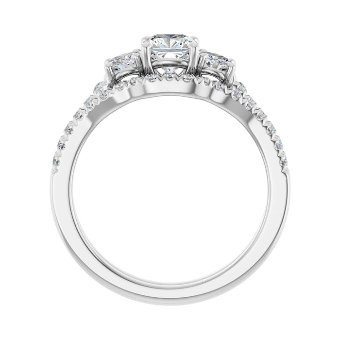 14K White Gold 5x5 mm Cushion 3/8 CTW Lab-Grown Diamond Semi-Set Engagement Ring