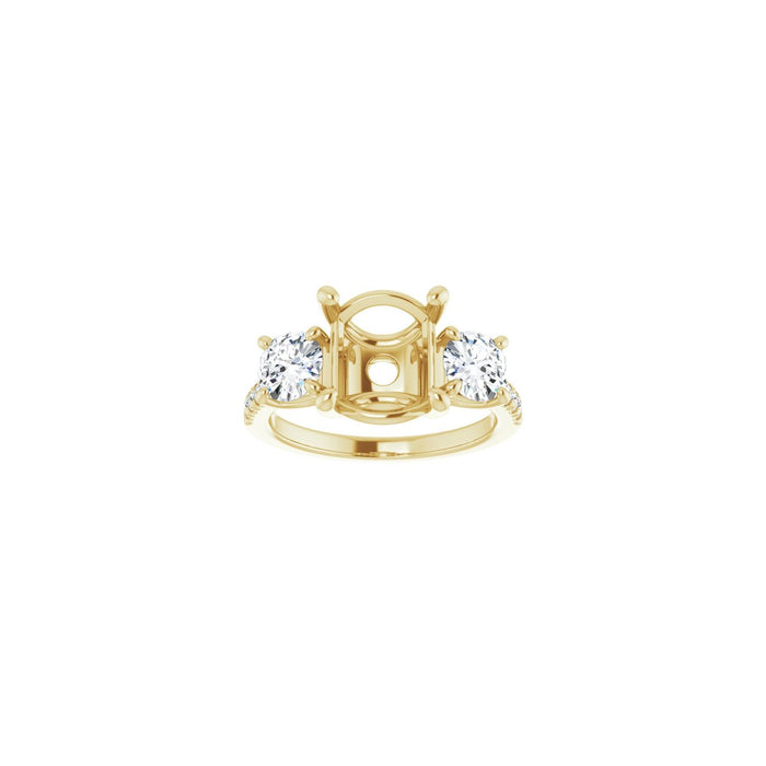 14K Yellow Gold 10 mm Round 1 1/8 CTW Lab-Grown Diamond Semi-Set Engagement Ring