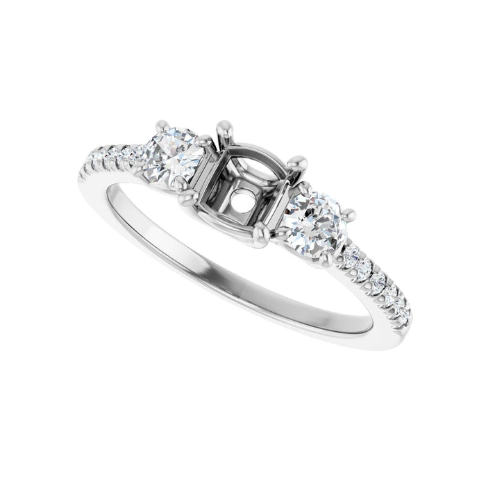 14K White Gold 5x5 mm Cushion 3/8 CTW Lab-Grown Diamond Semi-Set Engagement Ring